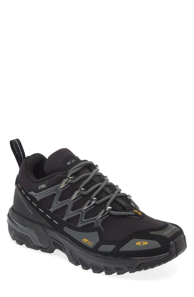 Salomon Clima Waterproof Running Shoe In Black/magnet/golden Ye