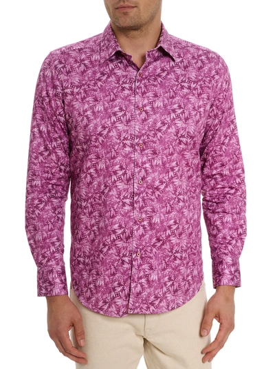 Robert Graham Gentry Long Sleeve Button Front Shirt In Burgundy