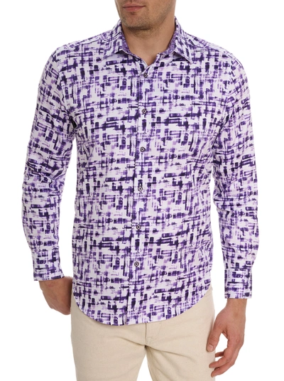 Robert Graham Deluca Long Sleeve Button Front Shirt In Purple