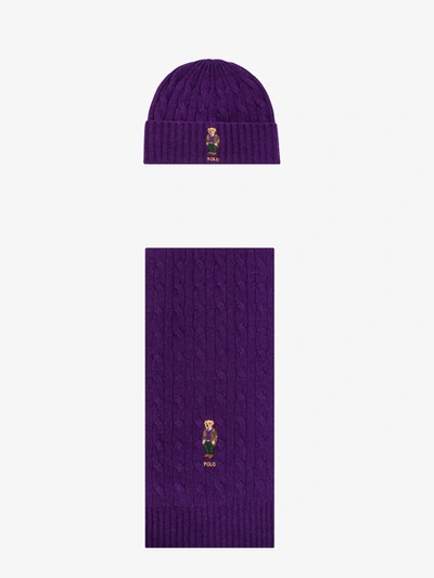 Polo Ralph Lauren Hat And Scarf In Purple
