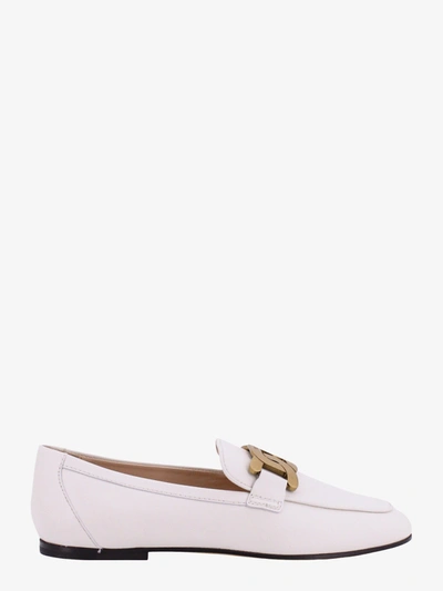 Tod's Leather Loafer With Metal Detail In White