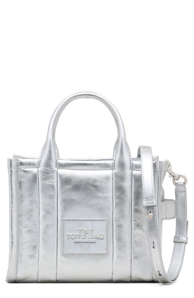 Marc Jacobs The Mini Leather Tote Bag In Silver