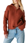 Lucky Brand Rib Half Zip Sweater In Terracota Acid Washed