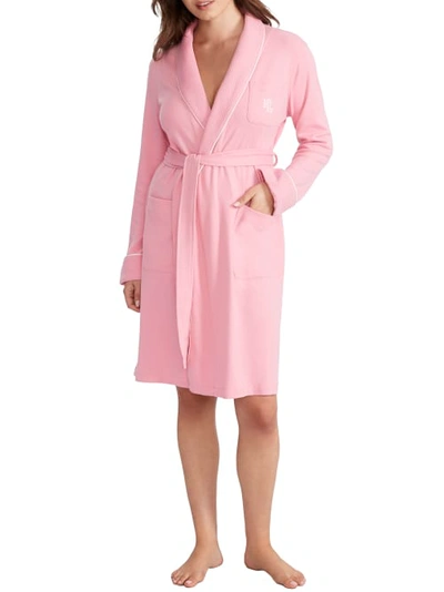 Lauren Ralph Lauren Hartford Lounge Shawl Collar Knit Robe In Rose