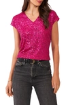 Vince Camuto Sequin Cap Sleeve Top In Fuschia Fury