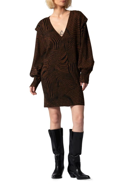 Equipment Elijah V-neck Wool-cashmere Sweater Dress In Emperador_and_true_black