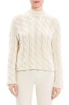Theory Wool-cashmere Mock-neck Cable Sweater In Ivory
