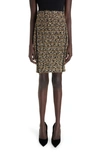 Balmain Metallic Striped Eyelash Tweed Skirt In Ead Black/ Gold