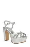 Guess Haylo Ankle Strap Platform Sandal In Silver
