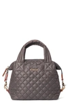 Mz Wallace Sutton Deluxe Small Metallic Top-handle Bag In Magnet