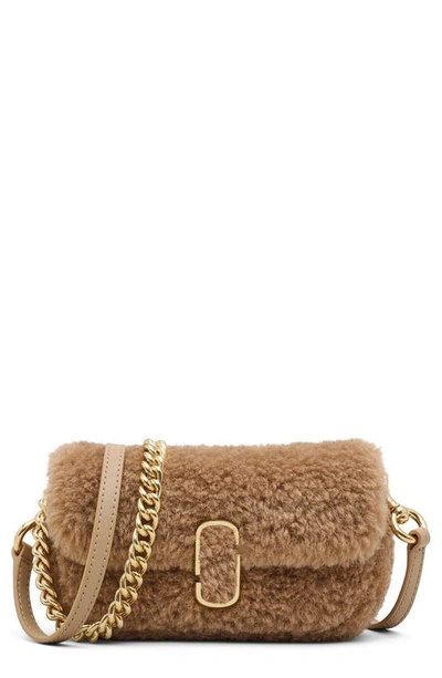 Marc Jacobs Mini The Teddy J Marc Faux Fur Shoulder Bag In Camel