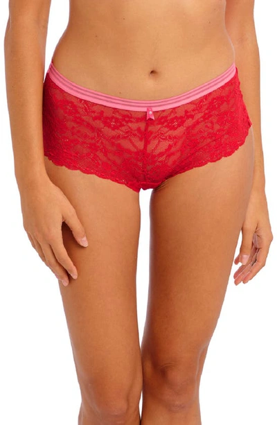 Freya Offbeat Lace Boyshorts In Chilli Red