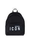 Dsquared2 Glossy Black Nylon Backpack With Logo Print