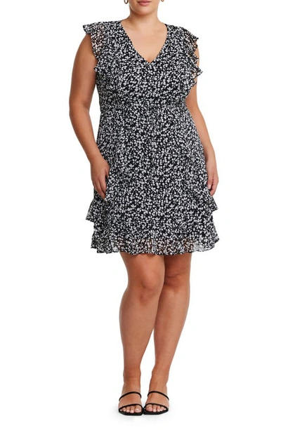 Estelle Olivia Ruffle Floral Tie Waist Dress In Print