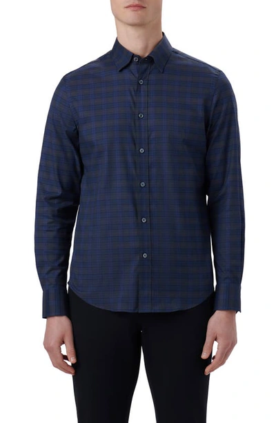Bugatchi Karl Plaid Stretch Cotton Button-up Shirt In Night Blue