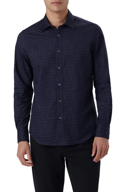 Bugatchi Julian Shaped Fit Print Button-up Shirt In Navy