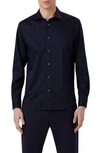 Bugatchi Axel Shaped Fit Abstract Print Performance Button-up Shirt In Night Blue