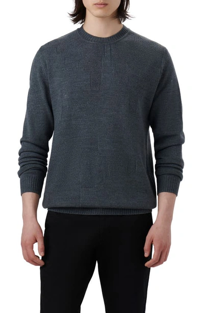 Bugatchi Merino Wool Blend Crewneck Jumper In Anthracite