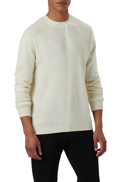 Bugatchi Merino Wool Blend Crewneck Jumper In Chalk