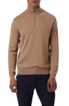 Bugatchi Quarter Zip Merino Wool Pullover In Camel