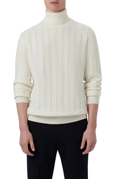 Bugatchi Cabled Turtleneck In Chalk