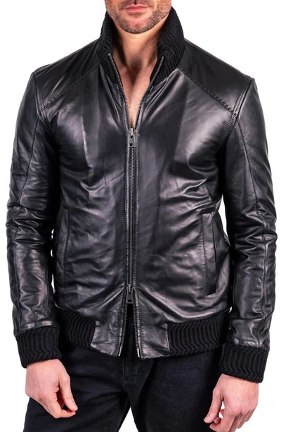 Comstock & Co. Dreamer Wind Resistant Lambskin Leather Jacket In Black