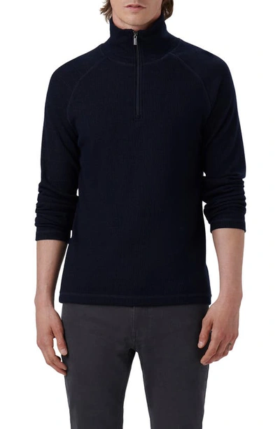 Bugatchi Quarter Zip Merino Wool Sweater In Blue