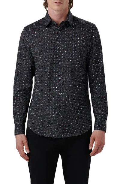 Bugatchi James Ooohcotton® Abstract Print Button-up Shirt In Black