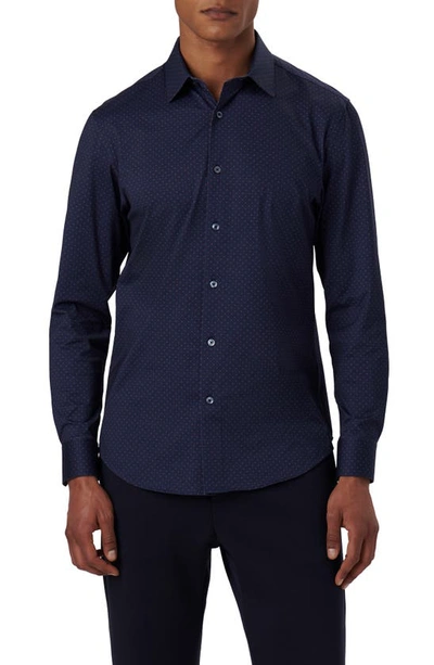 Bugatchi James Ooohcotton® Dot Button-up Shirt In Navy