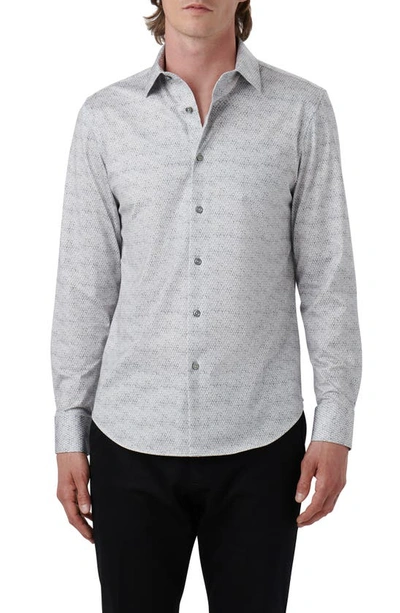 Bugatchi James Ooohcotton® Honeycomb Print Button-up Shirt In Cement