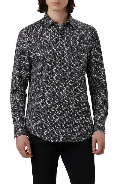 Bugatchi James Ooohcotton® Nail & Tack Print Button-up Shirt In Black