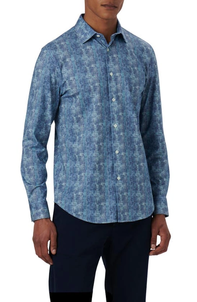 Bugatchi James Ooohcotton® Abstract Pattern Button-up Shirt In Aqua