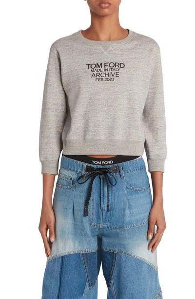 Tom Ford Logo Graphic Cotton Sweatshirt In Grey