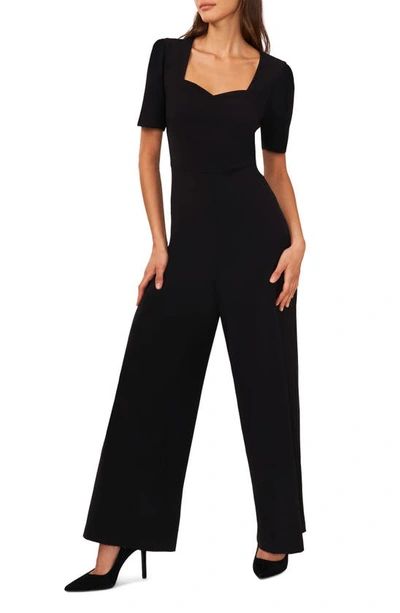 Halogen Sweetheart Neck Wide Leg Jumpsuit In Rich Black