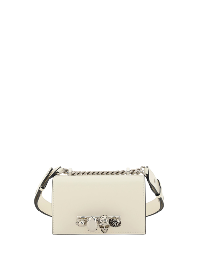 Alexander Mcqueen Jewelled Satchel Shoulder Clutch In Soft_ivory
