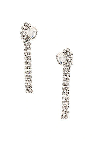 Alessandra Rich Crystal Earrings With Fringes In Crystal & Silver