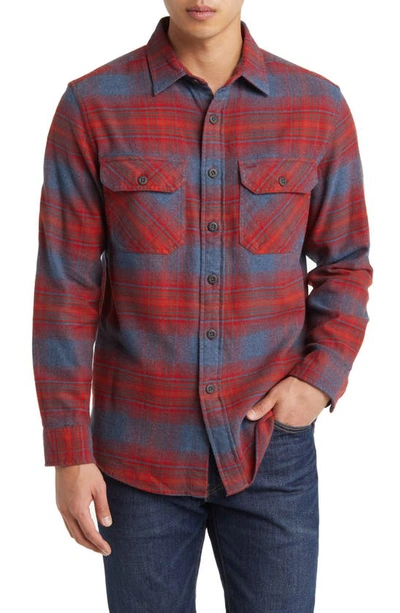 Pendleton Burnside Plaid Flannel Button-up Shirt In Grey,fire Red Plaid