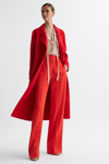 Reiss Emile - Coral Emile Wool Belted Blindseam Coat, Us 8 In Red
