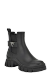 Guess Hensly Platform Chelsea Boot In Black- Faux Leather- Polyurethane/texti