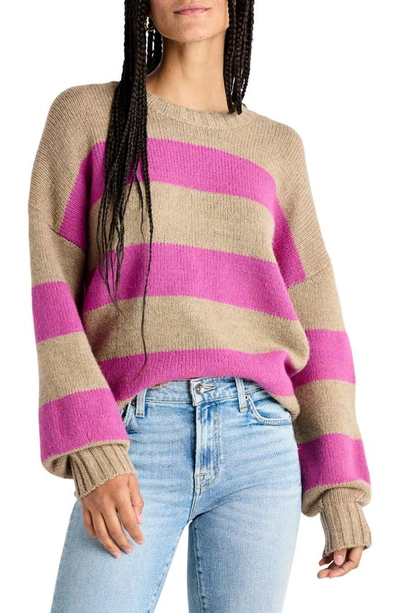 Splendid Ivy Stripe Crewneck Sweater In Magenta Stripe