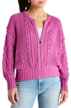 Splendid Katie Zip-up Cardigan In Magenta