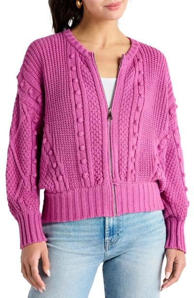 Splendid Katie Zip-up Cardigan In Magenta