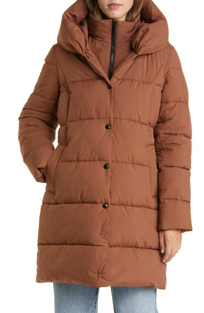 Sam Edelman Women's Oversized-collar Hooded Puffer Coat In Brown