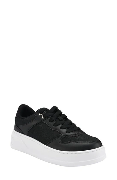 Guess Women's Cleva Lace-up Logo Platform Fashion Sneakers In Black Lux