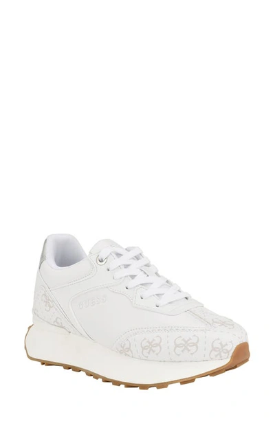 Guess Women's Luchia Fashion Forward Chunky Bottom Sneakers In White Multi - Manmade