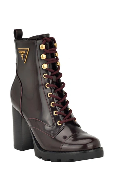 Guess Neadyn Lace-up Bootie In Red