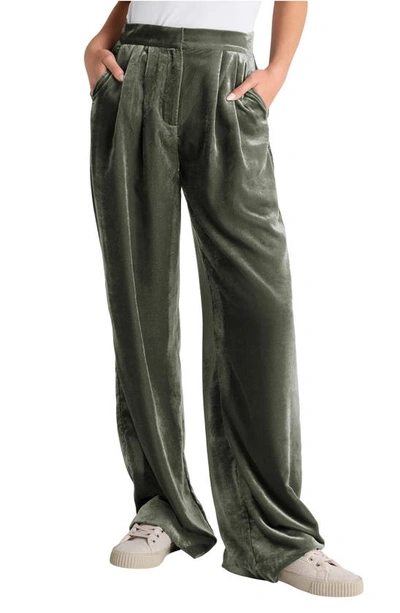 Splendid Irene Velvet Wide Leg Pants In Olive