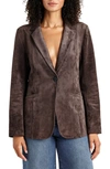 Shop Splendid Faux Suede Blazer In Chocolate