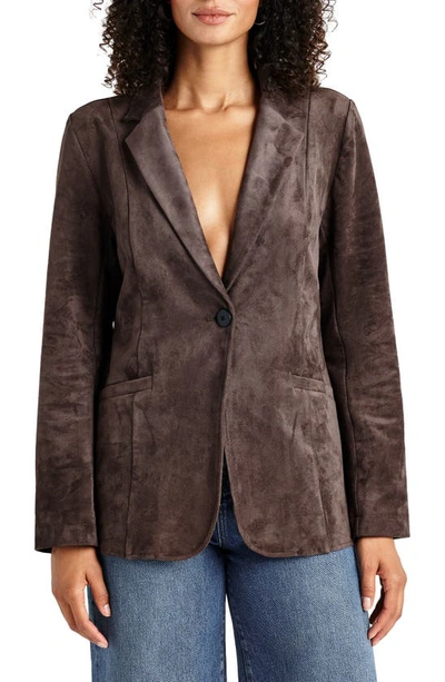 Splendid Faux Suede Blazer In Chocolate