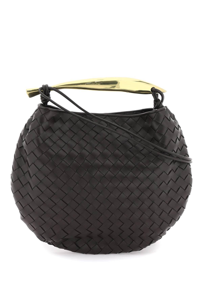 Bottega Veneta Womens Black-m Brass Sardine Mini Intrecciato Leather Cross-body Bag